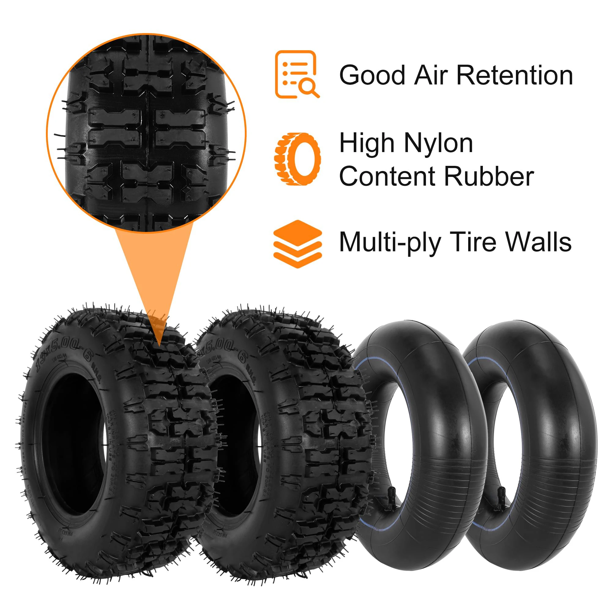 13x5.00-6 Tire and Inner Tube Set with Straight Valve Stem for Razor Dirt Quad Electric Scooter Parts Accessories 13*5.00-6