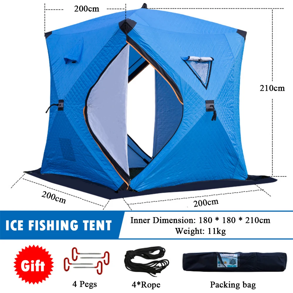 Easy Set-up Winter Fishing Tent Ice Fishing Tent Portable Ice Fishing Shelter Waterproof & Windproof Winter Fishing Equipment