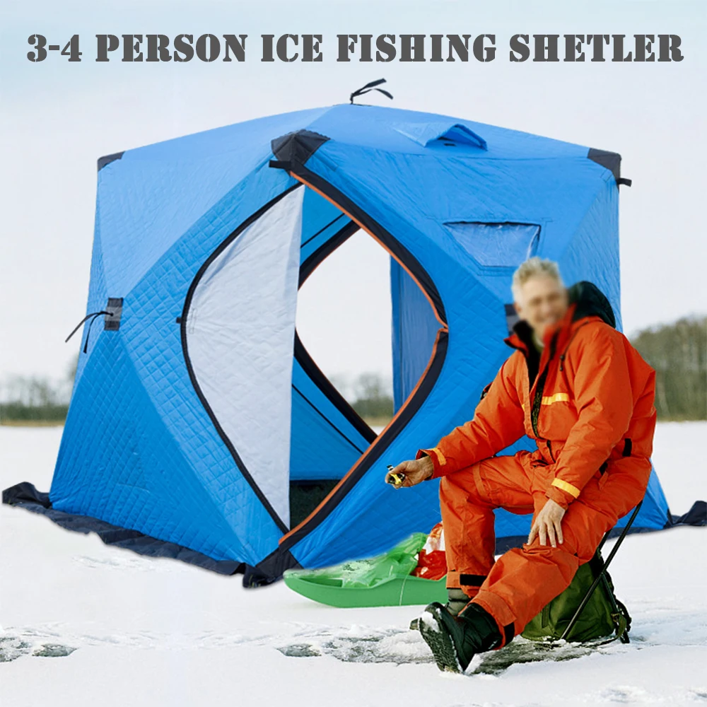 Easy Set-up Winter Fishing Tent Ice Fishing Tent Portable Ice Fishing Shelter Waterproof & Windproof Winter Fishing Equipment