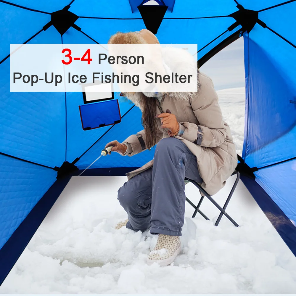 Easy Set-up Winter Fishing Tent Ice Fishing Tent Portable Ice Fishing Shelter Waterproof & Windproof Winter Fishing Equipment