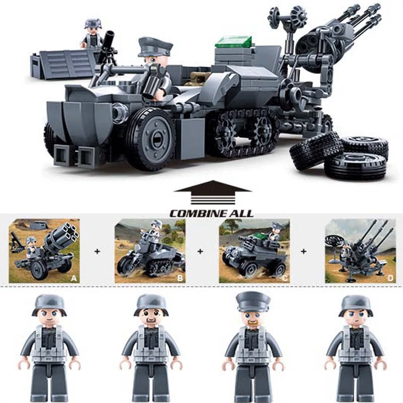 SLUBAN US Military Higgins Landing Craft Warship Building Blocks Navy Weapons Boat Moc Bricks Classic Aircraft Tanks Model Toys