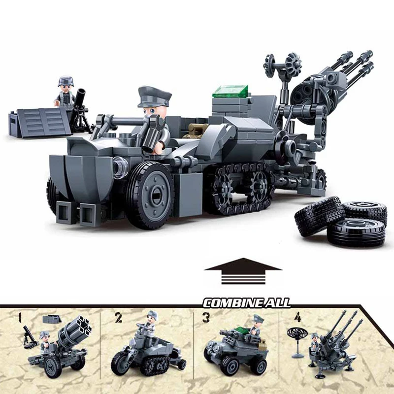 SLUBAN US Military Higgins Landing Craft Warship Building Blocks Navy Weapons Boat Moc Bricks Classic Aircraft Tanks Model Toys