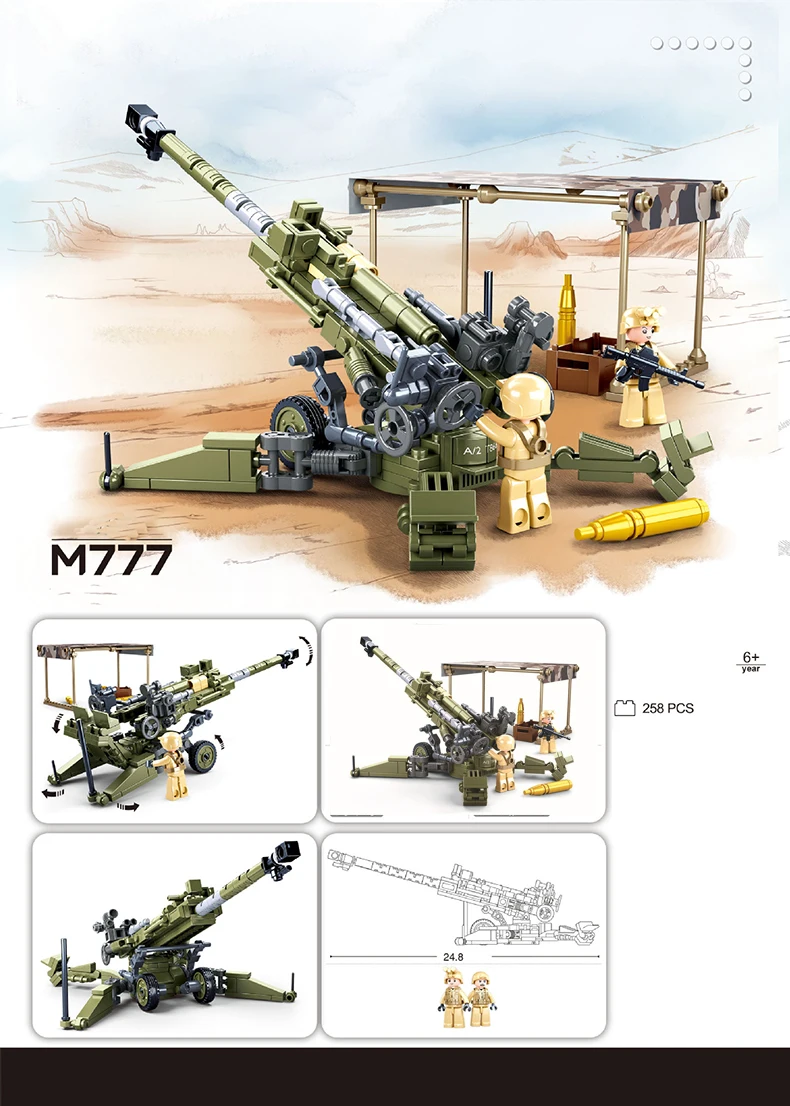 SLUBAN US Military Higgins Landing Craft Warship Building Blocks Navy Weapons Boat Moc Bricks Classic Aircraft Tanks Model Toys