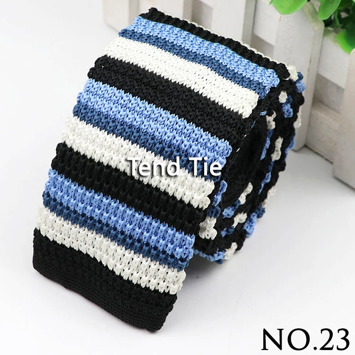 Fashion Men's Colourful Knitted Necktie Narrow 6CM Classic Woven Cravate Trendy Striped Skinny Ties For Dinner party Daily Wear