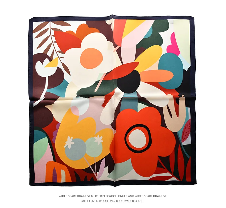 Retro little natural silk scarf women printed flower 100% real silk high quality 50cm small square head scarves lady luxury gift