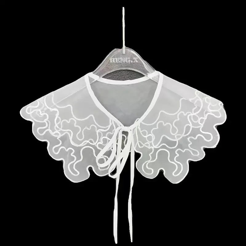 Women Lace Fake Collar For Shirt Detachable Collars Blouse Cloud Shoulder Doll Collar Mesh Embroidery Hollow False Collar