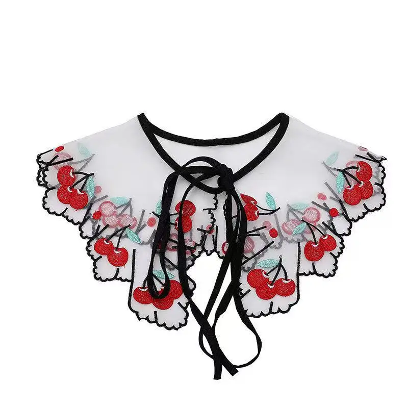 Women Lace Fake Collar For Shirt Detachable Collars Blouse Cloud Shoulder Doll Collar Mesh Embroidery Hollow False Collar