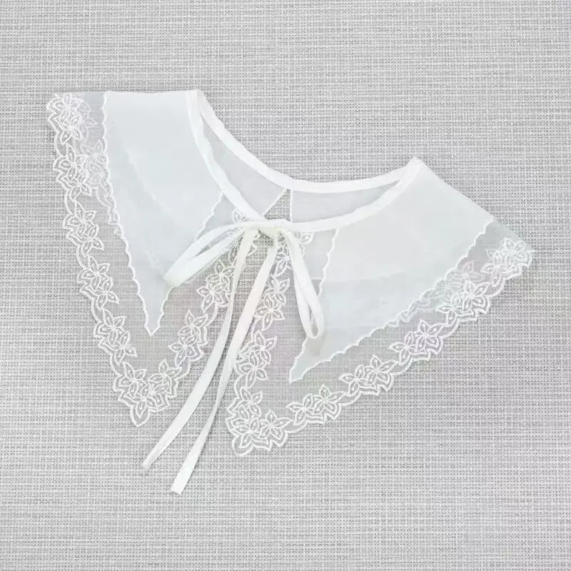 Women Lace Fake Collar For Shirt Detachable Collars Blouse Cloud Shoulder Doll Collar Mesh Embroidery Hollow False Collar