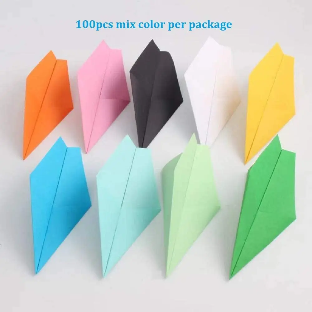 100Pcs 5.9" Premade Rainbow Origami Paper Airplane Folded Origami Planes for Kids Party Supplies Plane Theme Birthday Decor