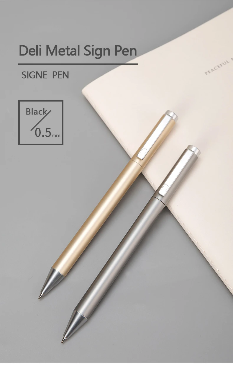 Deli Metal Rotating Gel Pen Signing Pens Pучка Caneta 0.5MM Business Office Stationery Supplies Smooth Refill for School