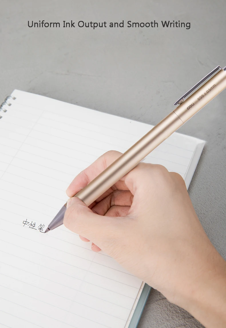 Deli Metal Rotating Gel Pen Signing Pens Pучка Caneta 0.5MM Business Office Stationery Supplies Smooth Refill for School