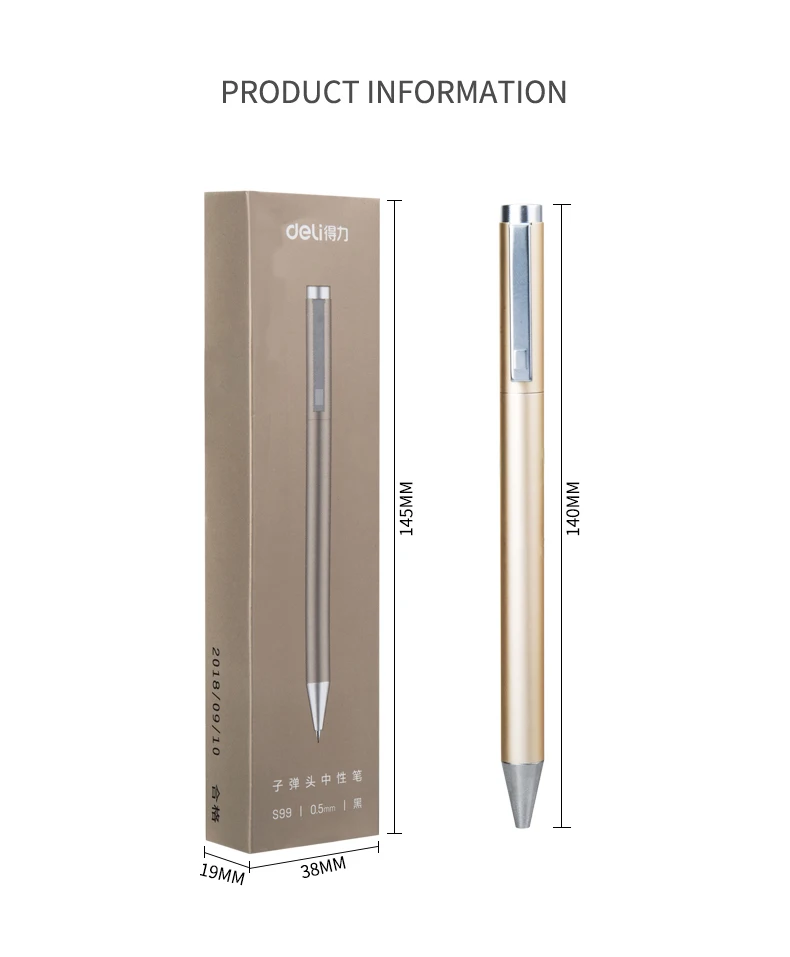 Deli Metal Rotating Gel Pen Signing Pens Pучка Caneta 0.5MM Business Office Stationery Supplies Smooth Refill for School