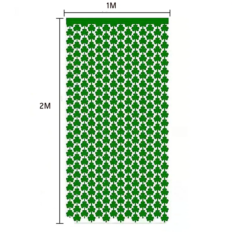 1*2M New Clover Tinsel Curtain Rain For Photo St. Patrick's Day Decoration Irish Festival Decor Green Backdrop Curtain Photozone