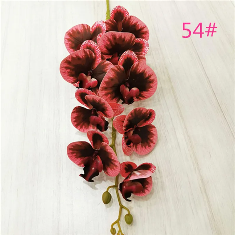 One Latex Butterfly Orchid Flowers 9 Heads Real Touch Good Quality Artificial Phalaenopsis Orchid