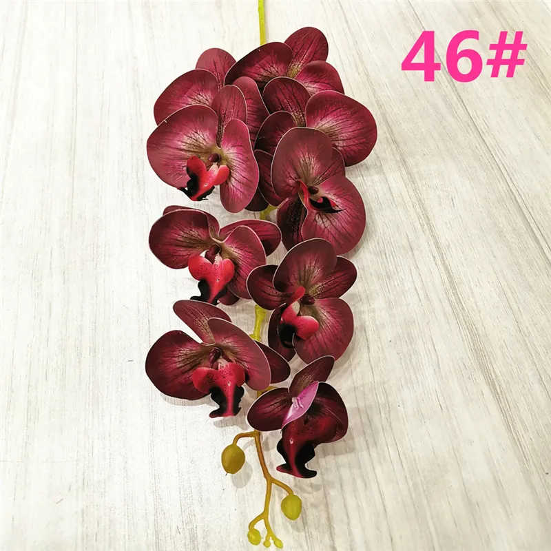 One Latex Butterfly Orchid Flowers 9 Heads Real Touch Good Quality Artificial Phalaenopsis Orchid