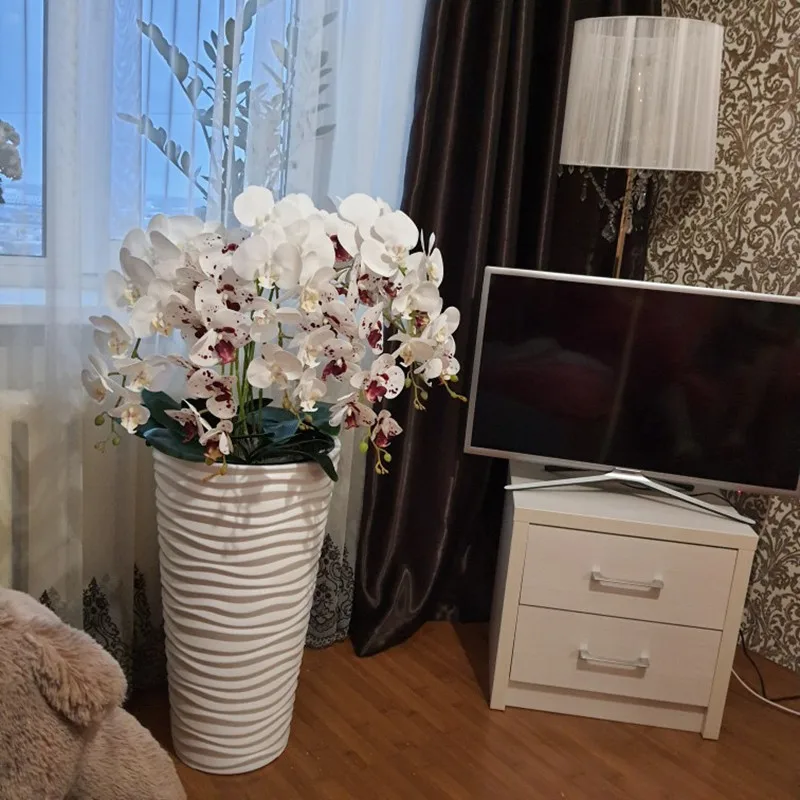 One Latex Butterfly Orchid Flowers 9 Heads Real Touch Good Quality Artificial Phalaenopsis Orchid