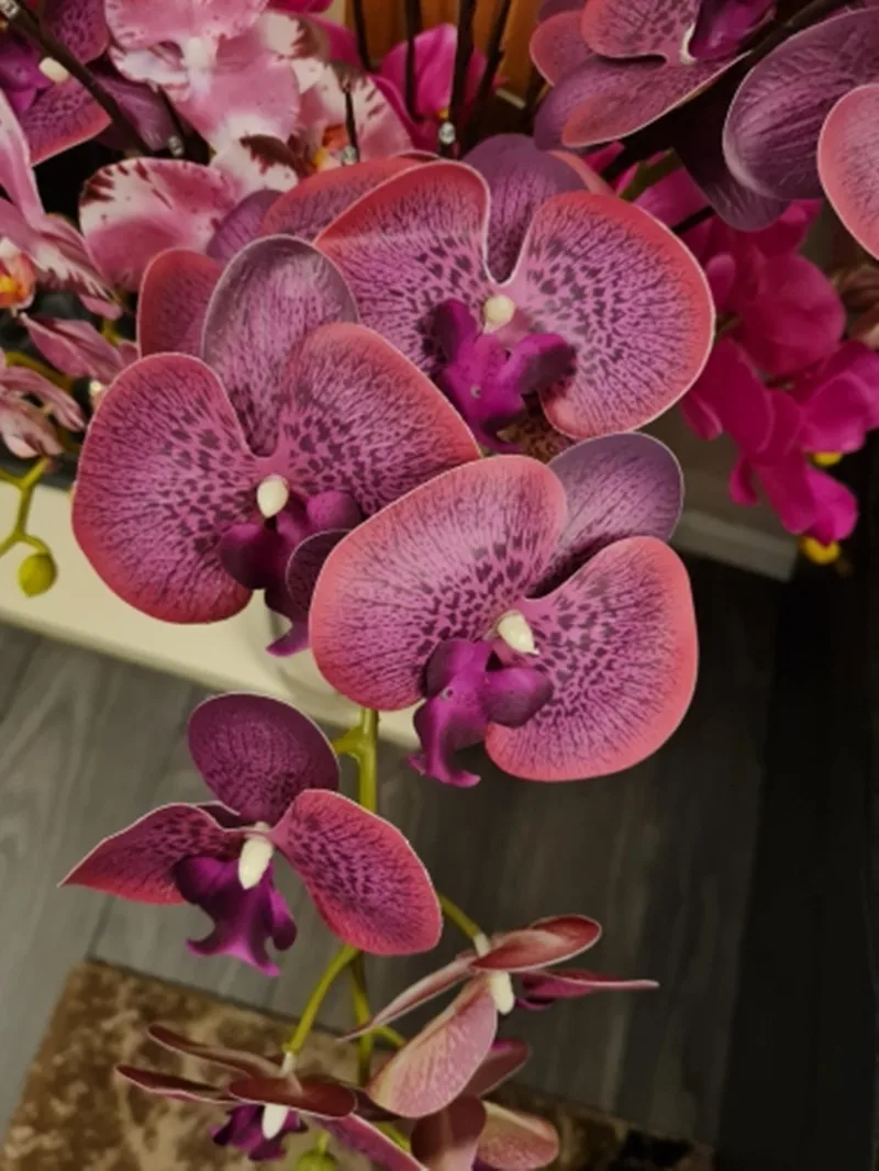 One Latex Butterfly Orchid Flowers 9 Heads Real Touch Good Quality Artificial Phalaenopsis Orchid