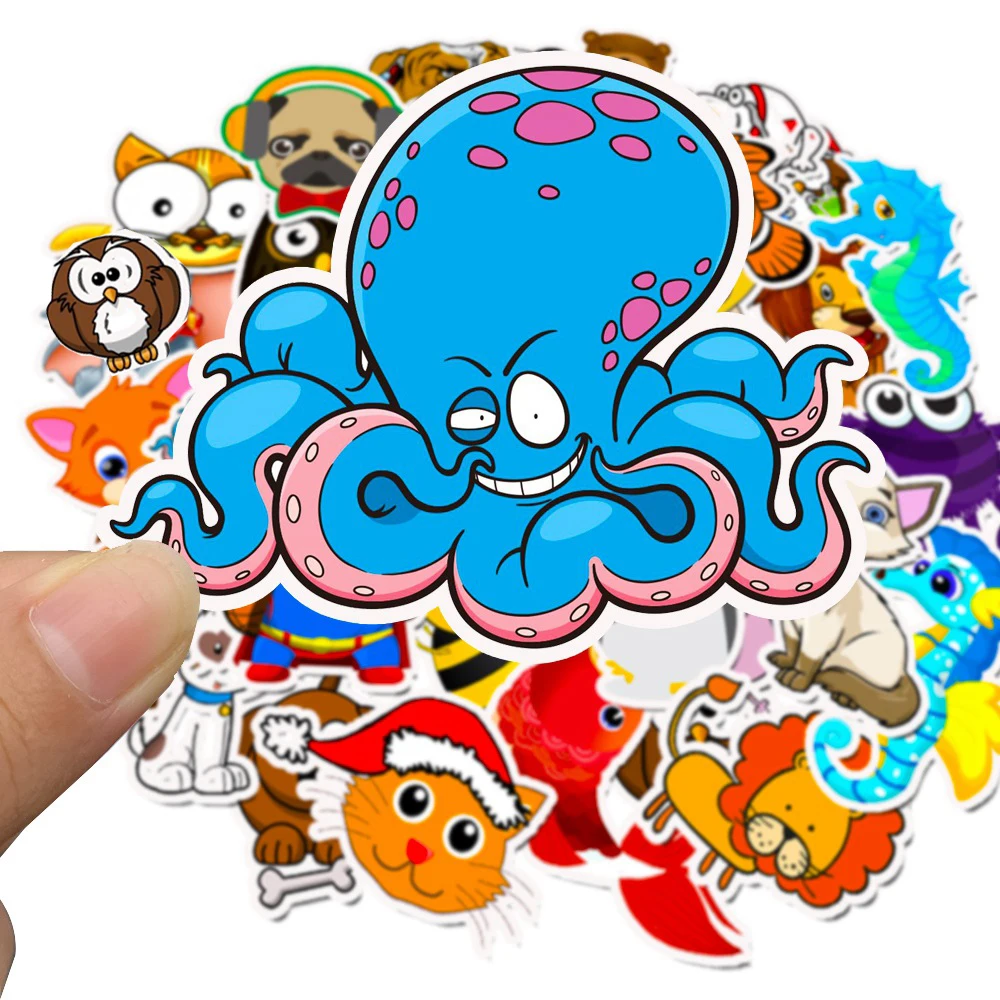 10/30/50PCS Cartoon Animals Stickers Laptop Guitar Luggage Fridge Phone Bike Waterproof Graffiti Sticker Decal Kid Classic Toys