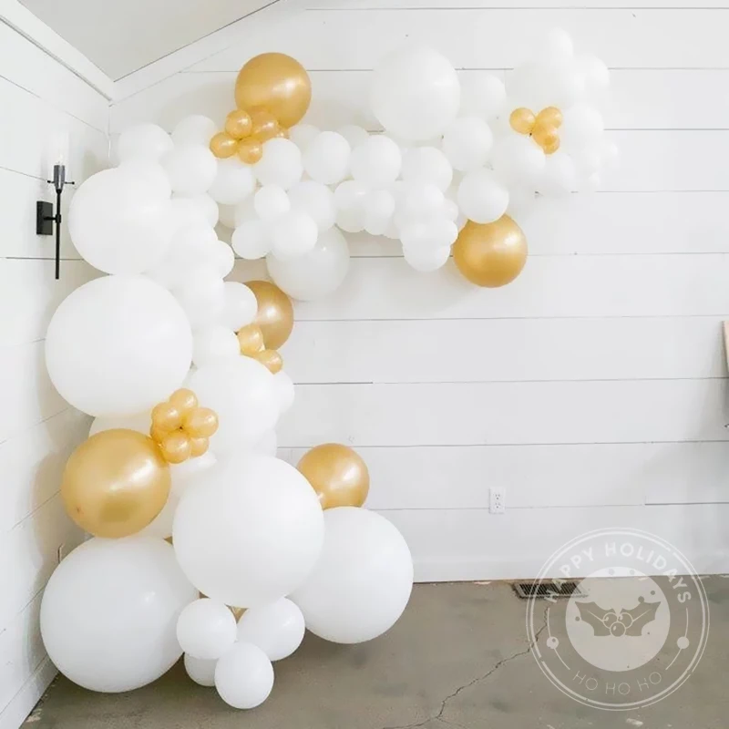 5/10/12/18/36 Inch White Balloons Birthday Wedding Arch Wreath Decoration Baby Shower Chrome Metal Gold Latex Balloon Wholesale
