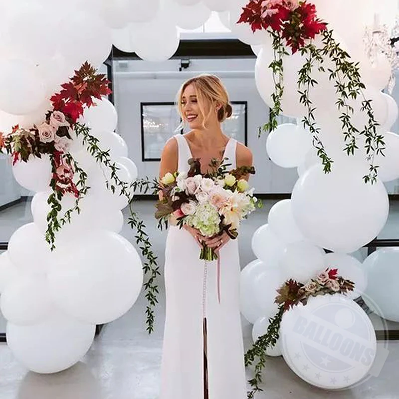 5/10/12/18/36 Inch White Balloons Birthday Wedding Arch Wreath Decoration Baby Shower Chrome Metal Gold Latex Balloon Wholesale