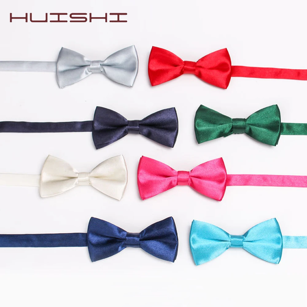 HUISHI 34 Colors Solid Fashion Bowties Groom Kids Formal Colourful Children Cravat Green Marriage Butterfly Wedding Bow Ties