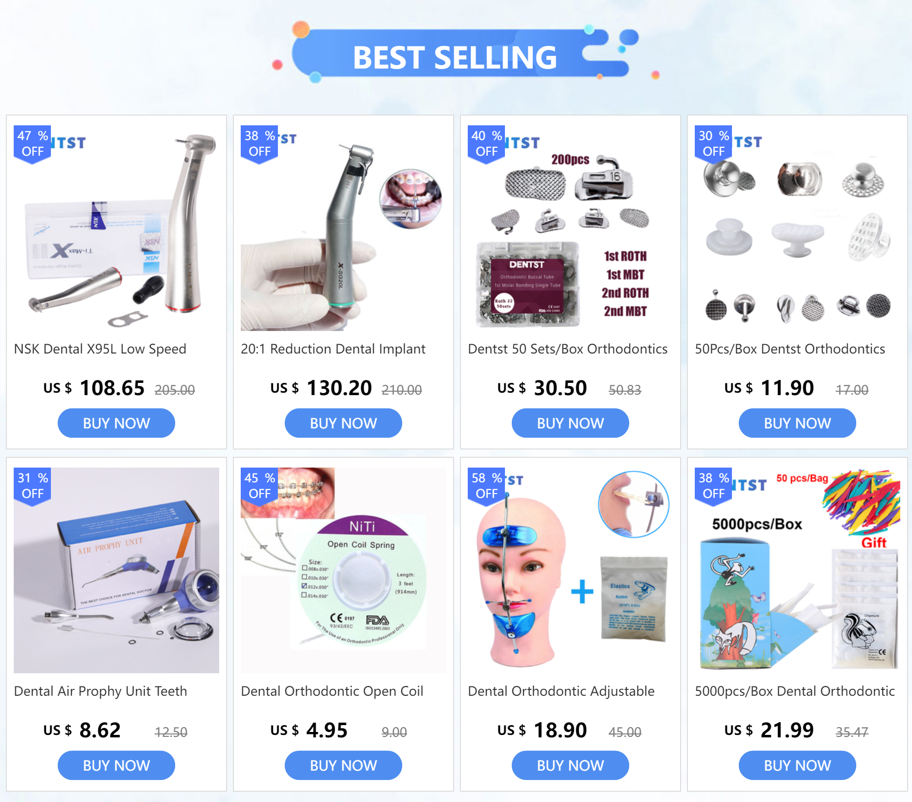 50pcs Orthodontic Dental Direct Bond Eyelet Lingual Buttons Tongue Tamers Bite Opener Cleat Small Sliding Crimpable Hook Tools