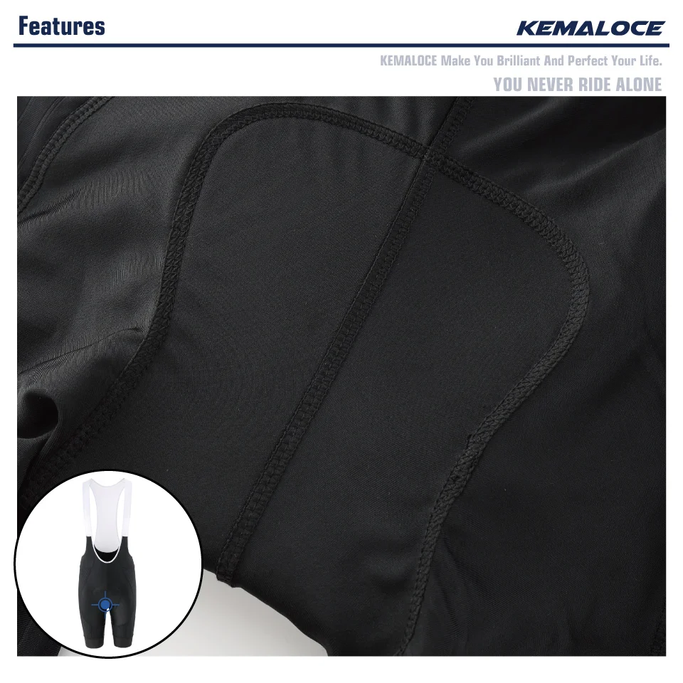 KEMALOCE Black Cycling Bib Shorts Men Shockproof 5D Gel Pad Bike Bib Shorts Reflective Men MTB Lycra Bicycle Tights Knicker