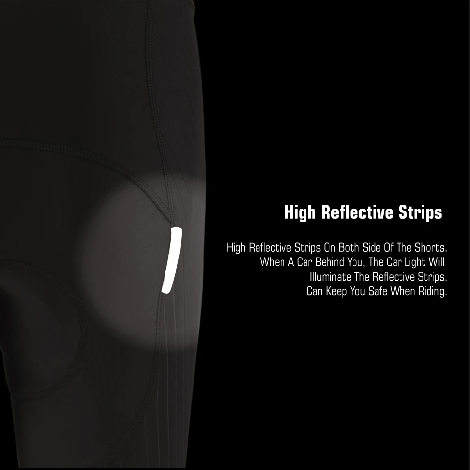 KEMALOCE Black Cycling Bib Shorts Men Shockproof 5D Gel Pad Bike Bib Shorts Reflective Men MTB Lycra Bicycle Tights Knicker