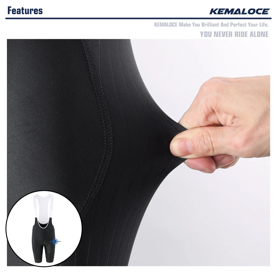 KEMALOCE Black Cycling Bib Shorts Men Shockproof 5D Gel Pad Bike Bib Shorts Reflective Men MTB Lycra Bicycle Tights Knicker