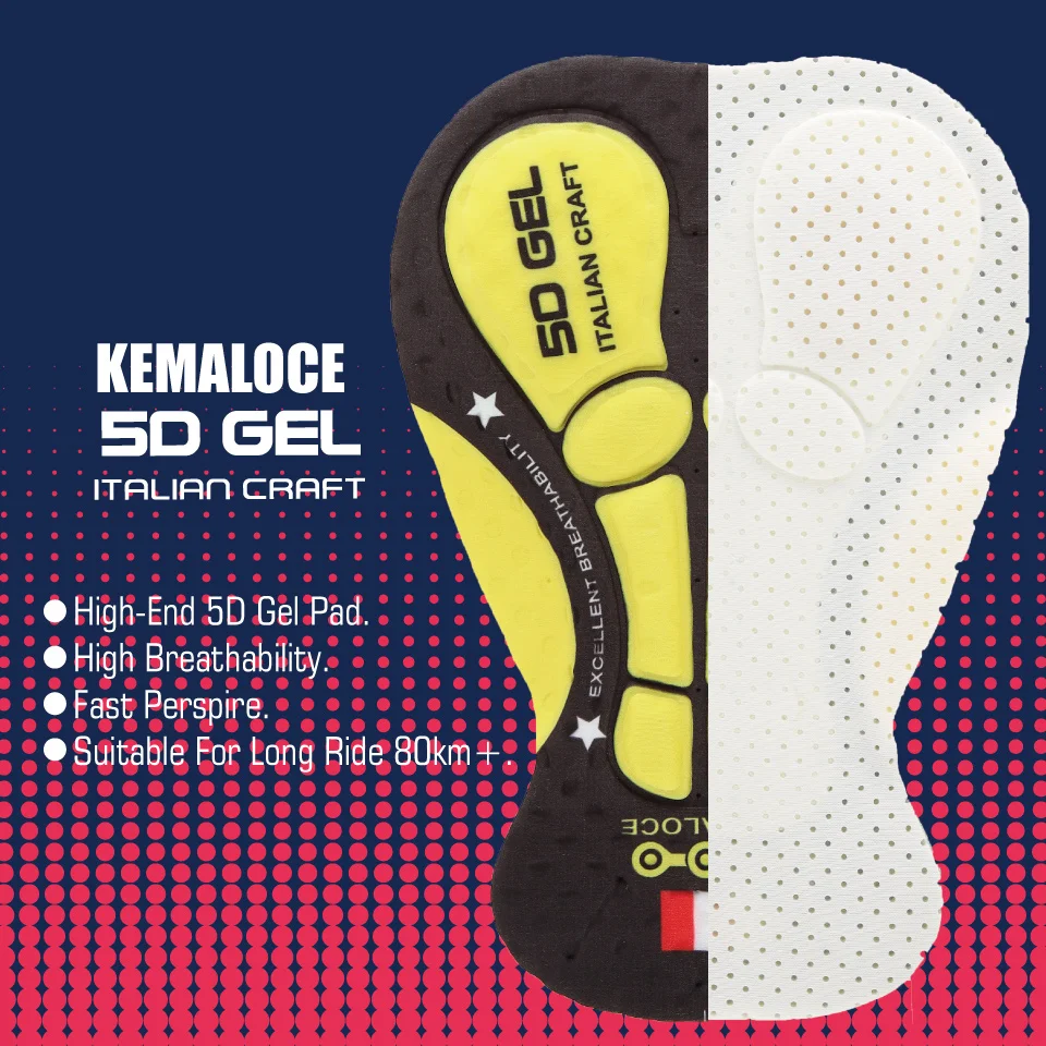 KEMALOCE Black Cycling Bib Shorts Men Shockproof 5D Gel Pad Bike Bib Shorts Reflective Men MTB Lycra Bicycle Tights Knicker
