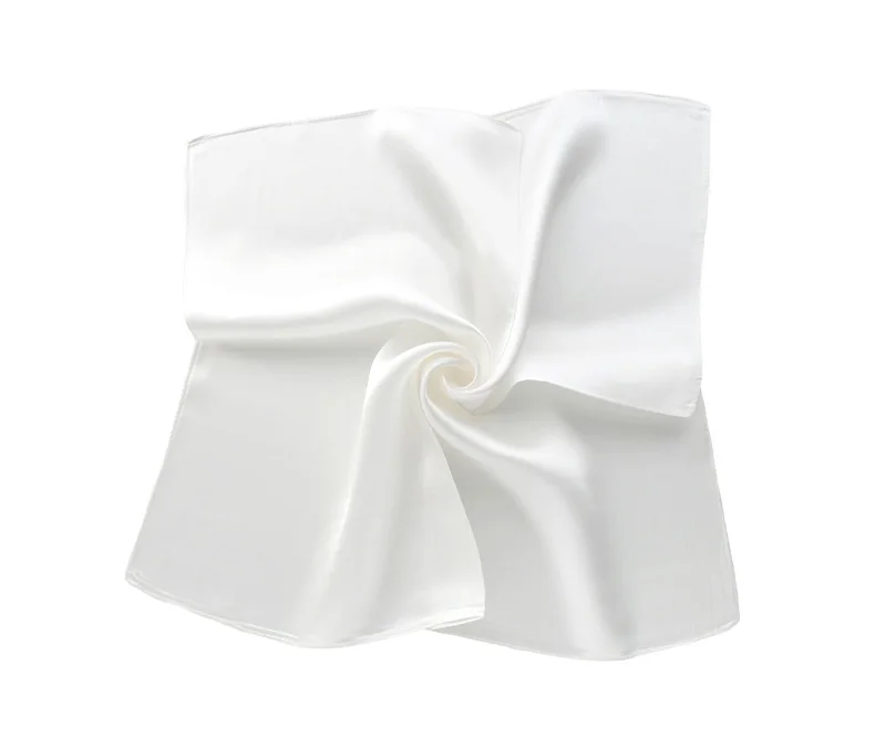White pure silk scarf headscarf handkerchief lady scarves foulard 50x50 small hijab wrap neck scarf women spring autumn