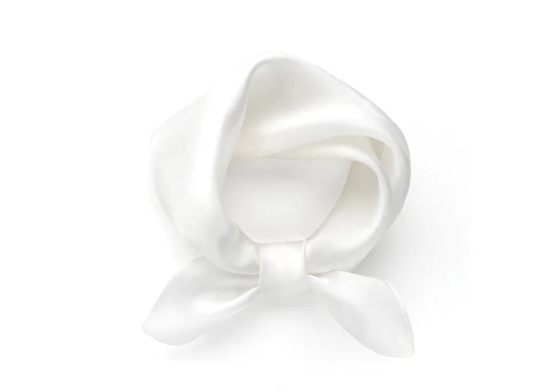 White pure silk scarf headscarf handkerchief lady scarves foulard 50x50 small hijab wrap neck scarf women spring autumn