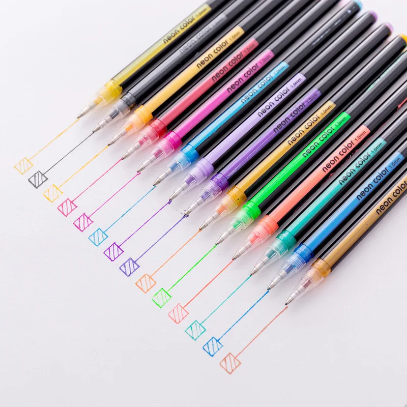 12/18/24 Colors Gel Pen Set Pastel Metallic Neon Glitter Pens For Adult Coloring Book Journals Drawing Doodling Art Markers