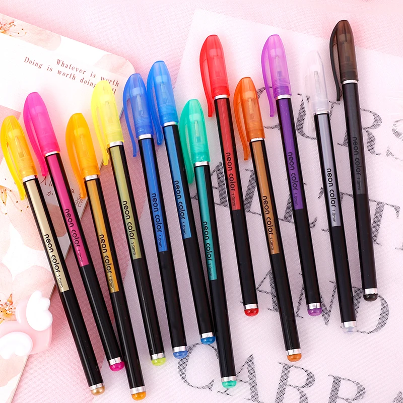 12/18/24 Colors Gel Pen Set Pastel Metallic Neon Glitter Pens For Adult Coloring Book Journals Drawing Doodling Art Markers