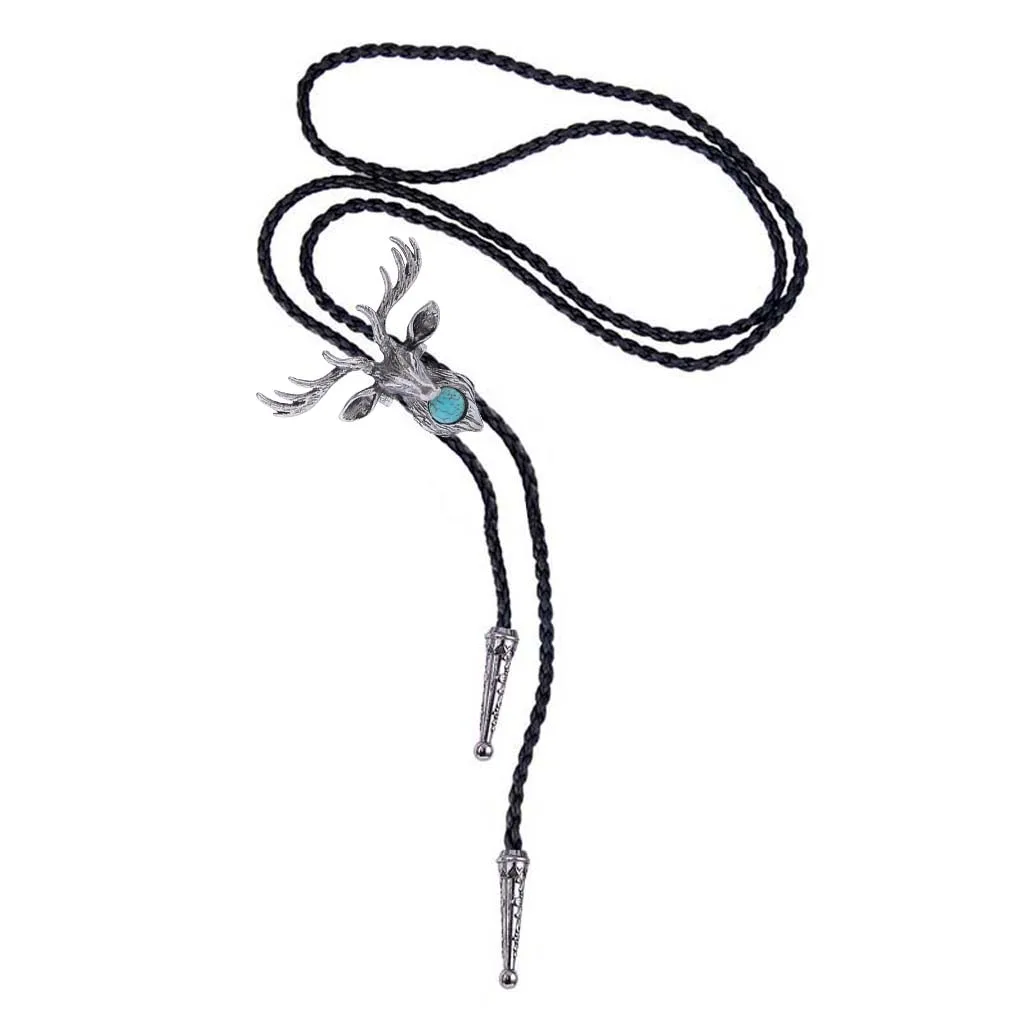 nordic Elk Turquoise Retro Men and Women Fashion bolo Tie