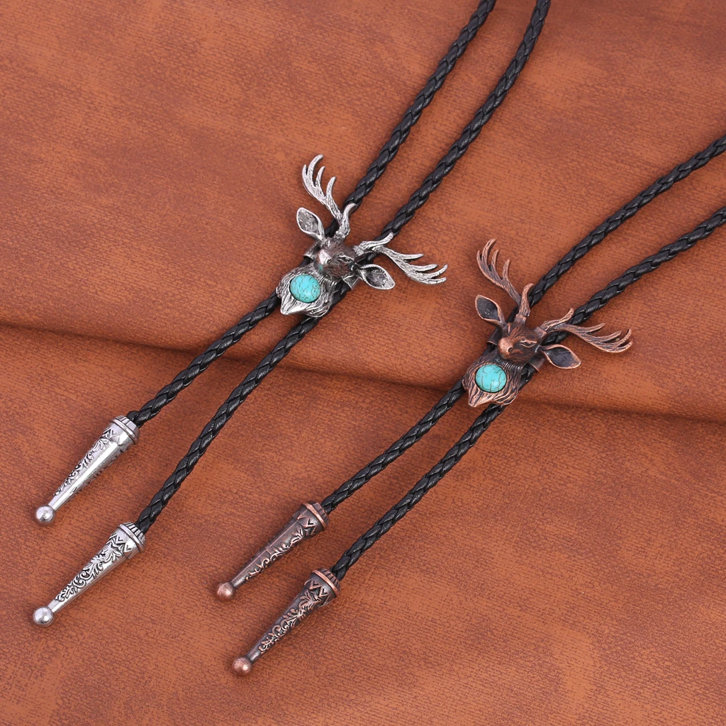 nordic Elk Turquoise Retro Men and Women Fashion bolo Tie
