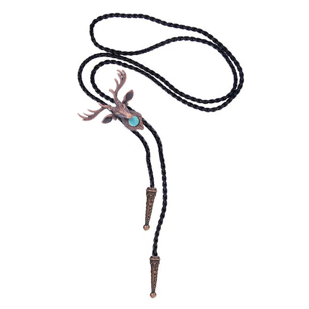 nordic Elk Turquoise Retro Men and Women Fashion bolo Tie