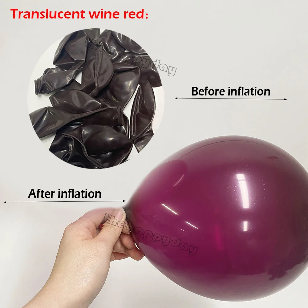 144Pcs Burgundy Wine Red Balloons Garland Kit Translucent Rose Red Balloons DIY Chrome Balloon Arch Wedding Birthday Party Decor
