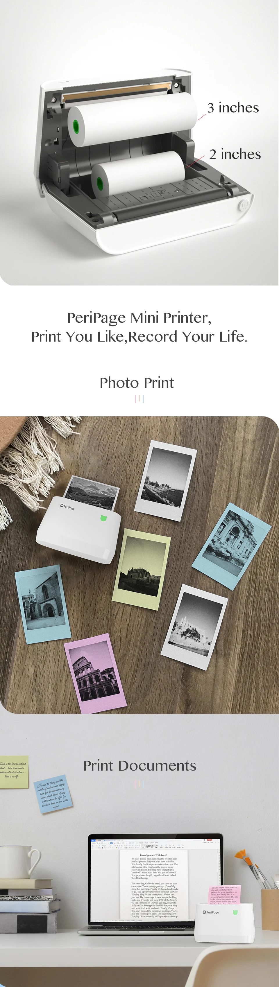 PeriPage 56x30 77x30mm Thermal Paper Label Paper Sticker for Thermal Pocket Mini Wireless Printer A9 Translucent Color Paper
