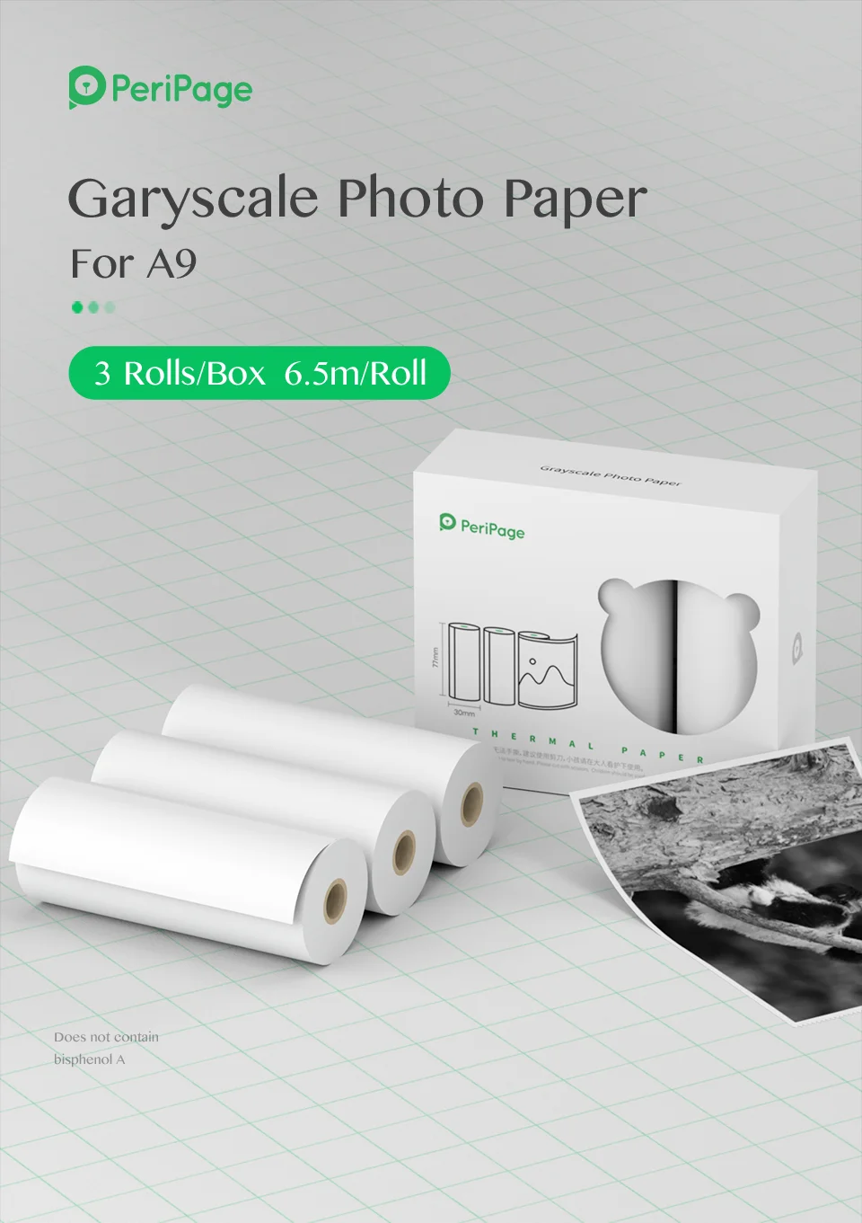 PeriPage 56x30 77x30mm Thermal Paper Label Paper Sticker for Thermal Pocket Mini Wireless Printer A9 Translucent Color Paper