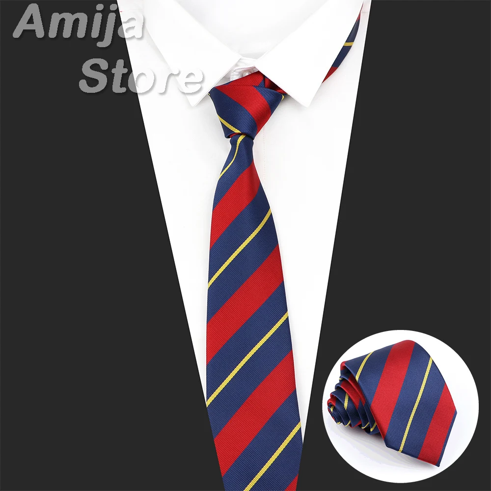 Brand New Men's Tie Red Blue Yellow Striped Plaid Jacquard Necktie Daily Wear Accessories Cravat Wedding Party Gift For A Man