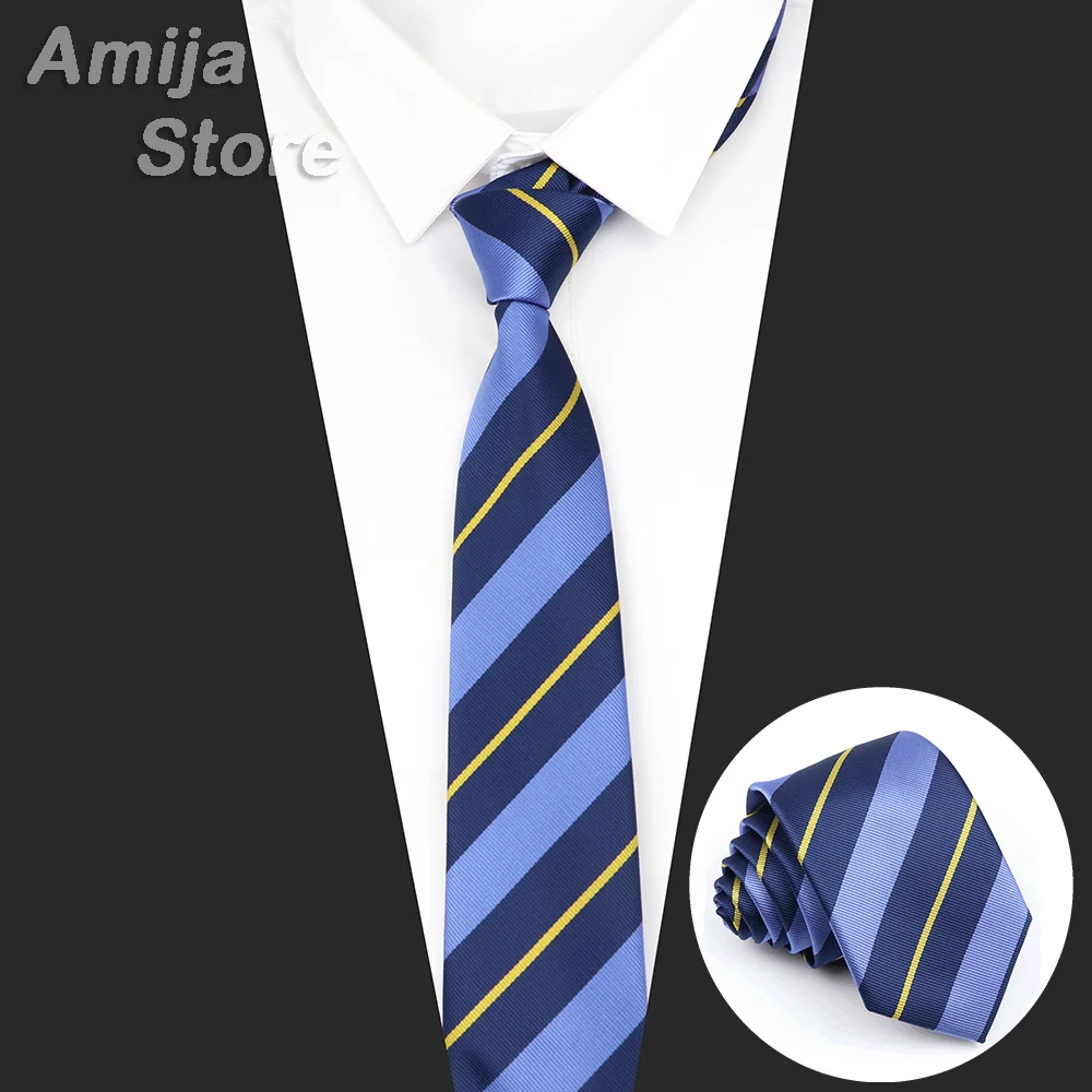 Brand New Men's Tie Red Blue Yellow Striped Plaid Jacquard Necktie Daily Wear Accessories Cravat Wedding Party Gift For A Man