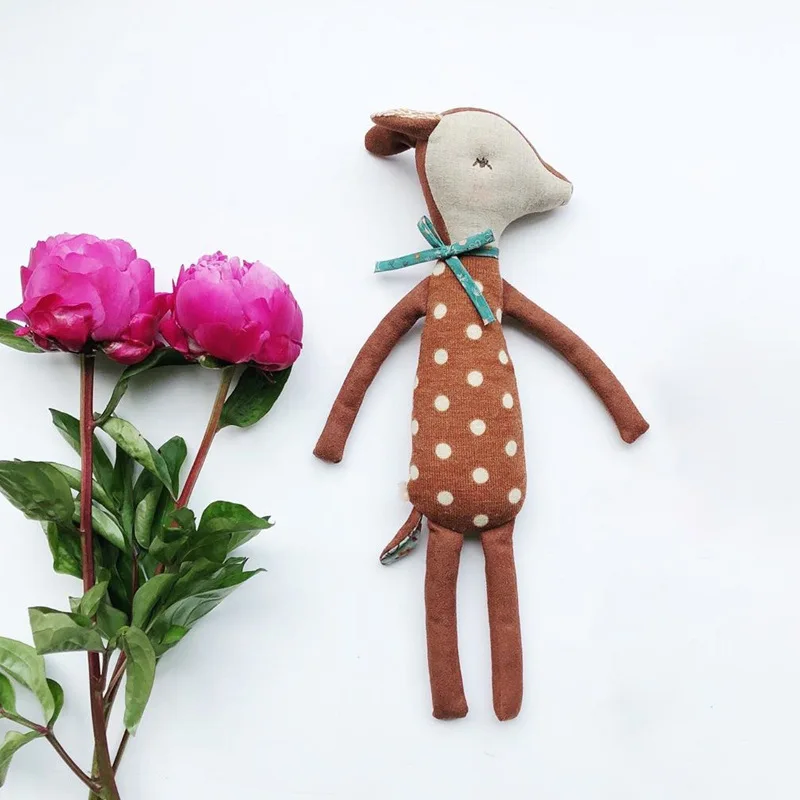 Nordic Style Lovely Stuffed Animal Toy Kawaii Bambi Baby Girls Plush Doll Kids Baby Newborns Sleeping Accompany Doll Room Decor