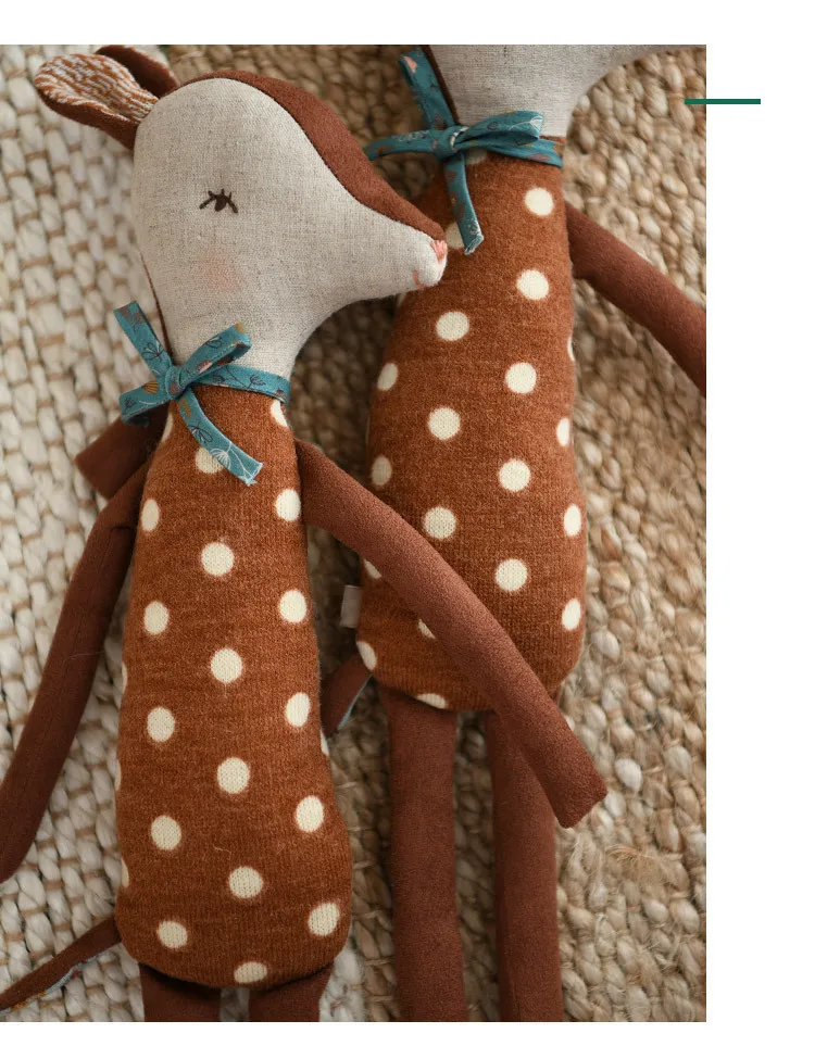 Nordic Style Lovely Stuffed Animal Toy Kawaii Bambi Baby Girls Plush Doll Kids Baby Newborns Sleeping Accompany Doll Room Decor