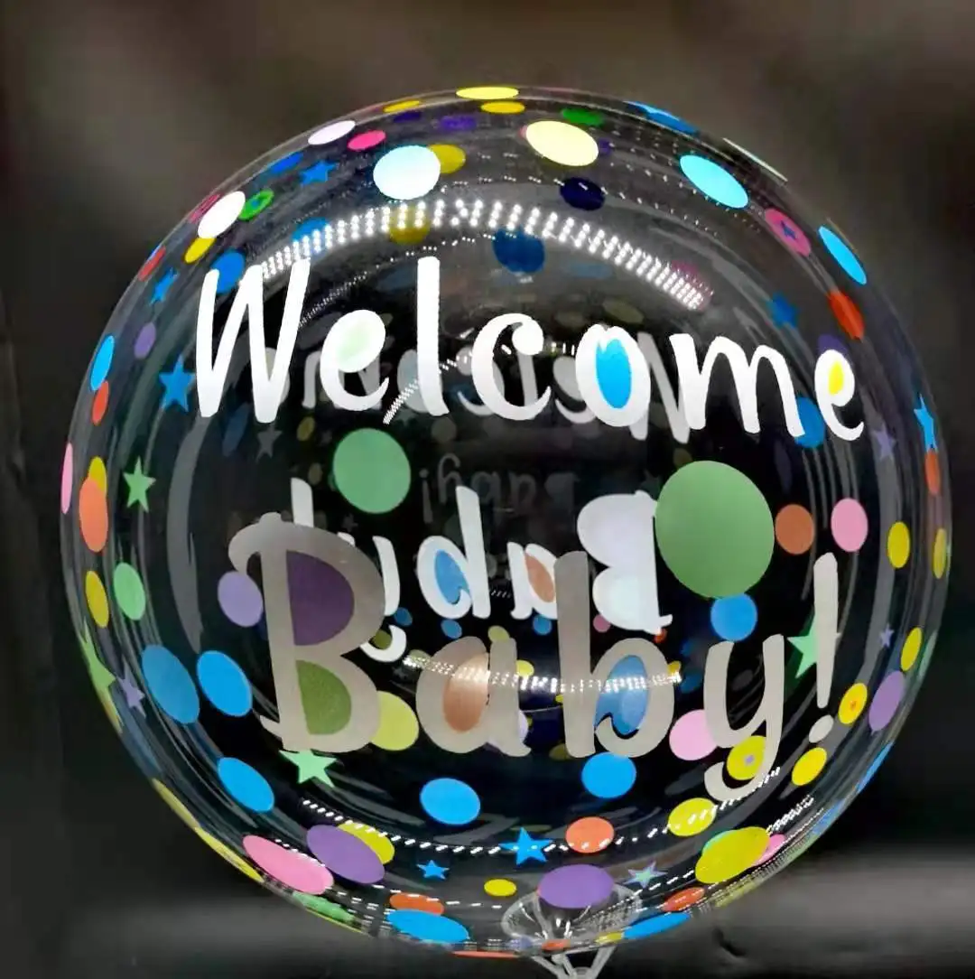 20 Inch Butterfly Printed BoBo Balloons Happy Birthday Transparent Bubble Balloon Birthday Party Baby Shower Wedding Decorations