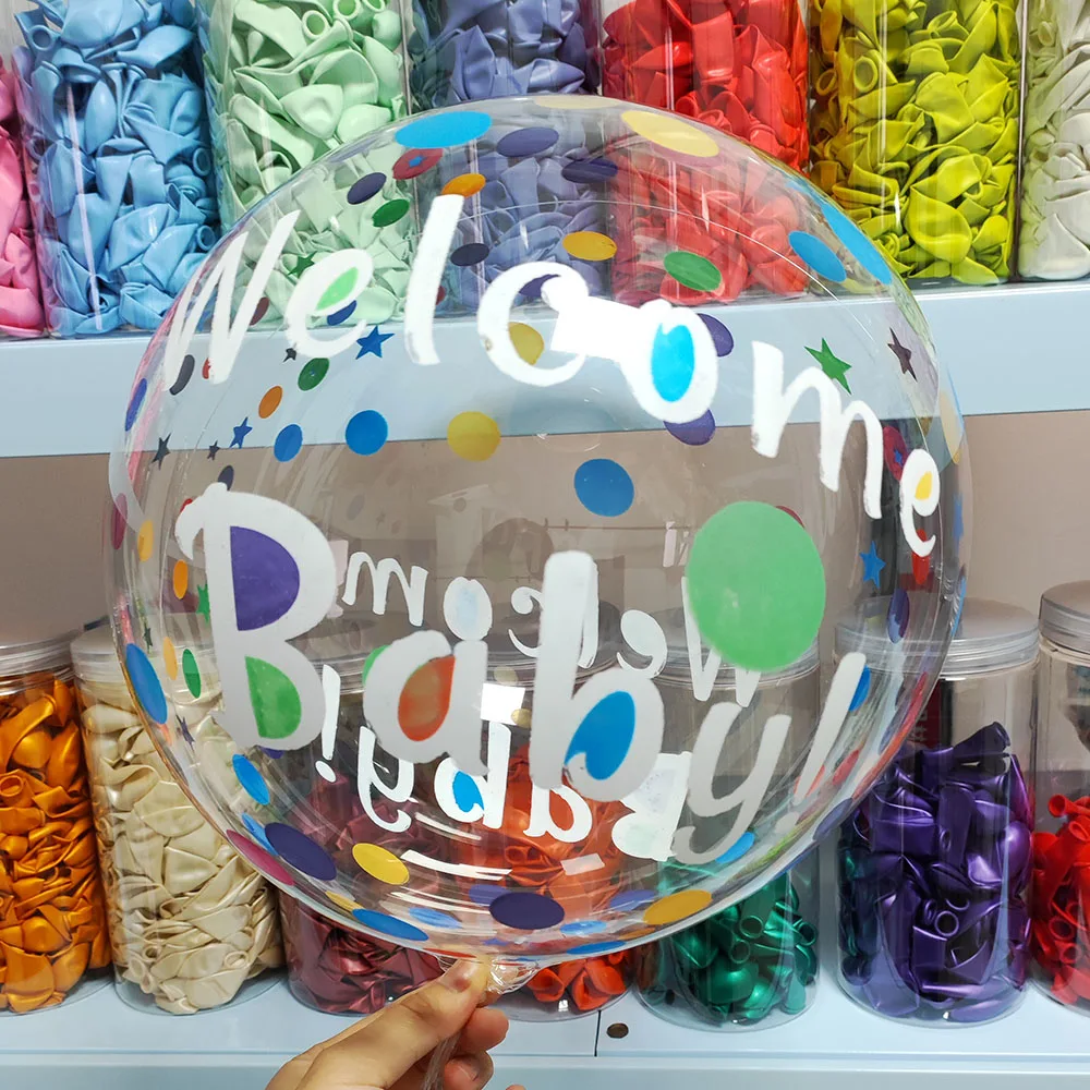 20 Inch Butterfly Printed BoBo Balloons Happy Birthday Transparent Bubble Balloon Birthday Party Baby Shower Wedding Decorations