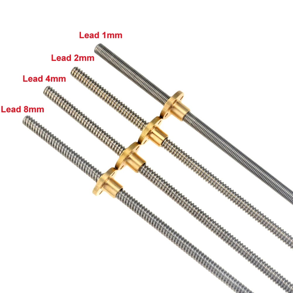 1Set 3D Printer CNC T8 Lead Screw 8mm Length 100-800mm + Brass Copper Nut + KFL08 Bearing Bracket + Flexible Coupling 8x8