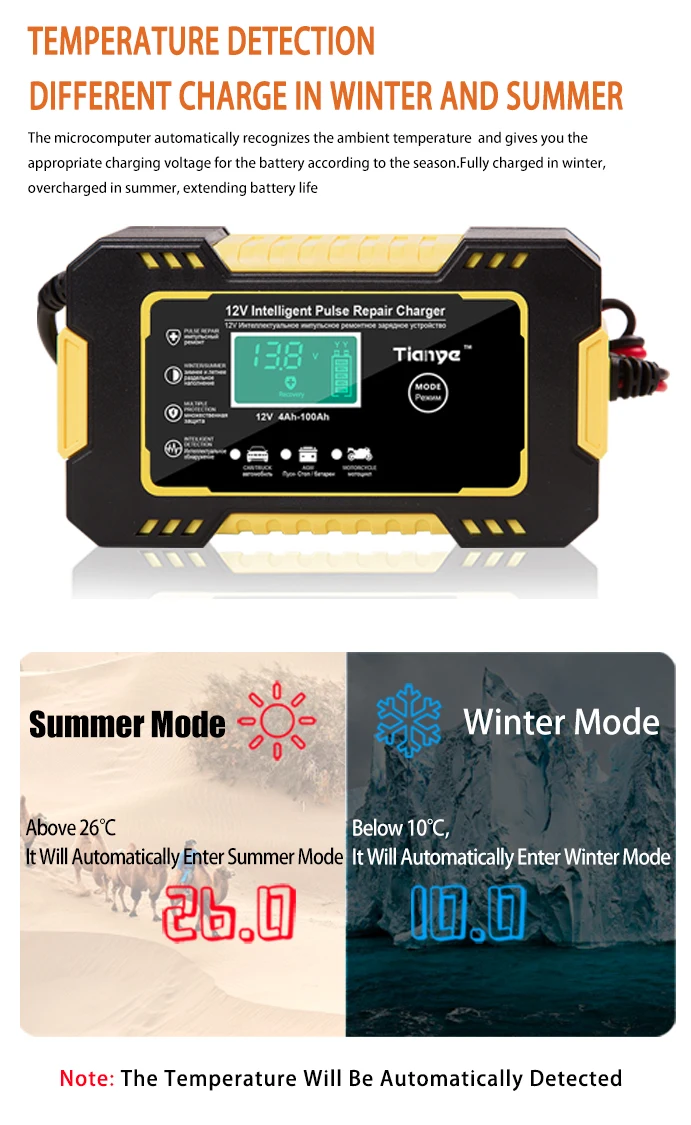 12V6A Car Motorcycle Battery Repair Charger All Intelligent Universal Type Lead Acid Storage Charger