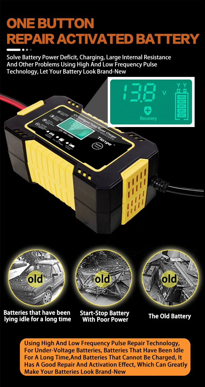 12V6A Car Motorcycle Battery Repair Charger All Intelligent Universal Type Lead Acid Storage Charger