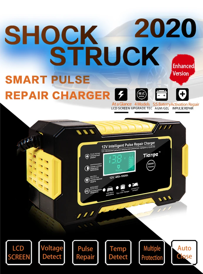 12V6A Car Motorcycle Battery Repair Charger All Intelligent Universal Type Lead Acid Storage Charger